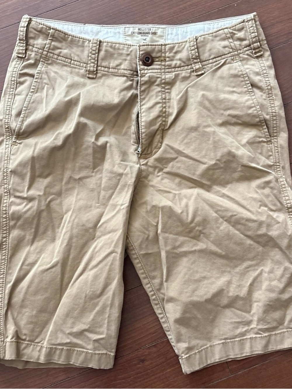 Hollister Cali Longboard Shorts Mens 28 Tan Khaki Epic Flex Chino Stretch